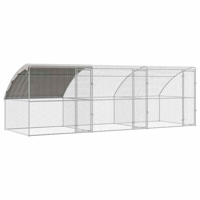 vidaXL Csirkeketrec Ezüst 600 x 200 x 198.5 cm Horganyzott acél