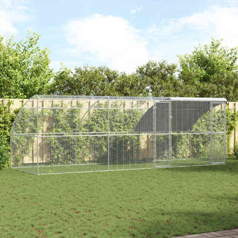 vidaXL Csirkeketrec Ezüst 600 x 200 x 198.5 cm Horganyzott acél