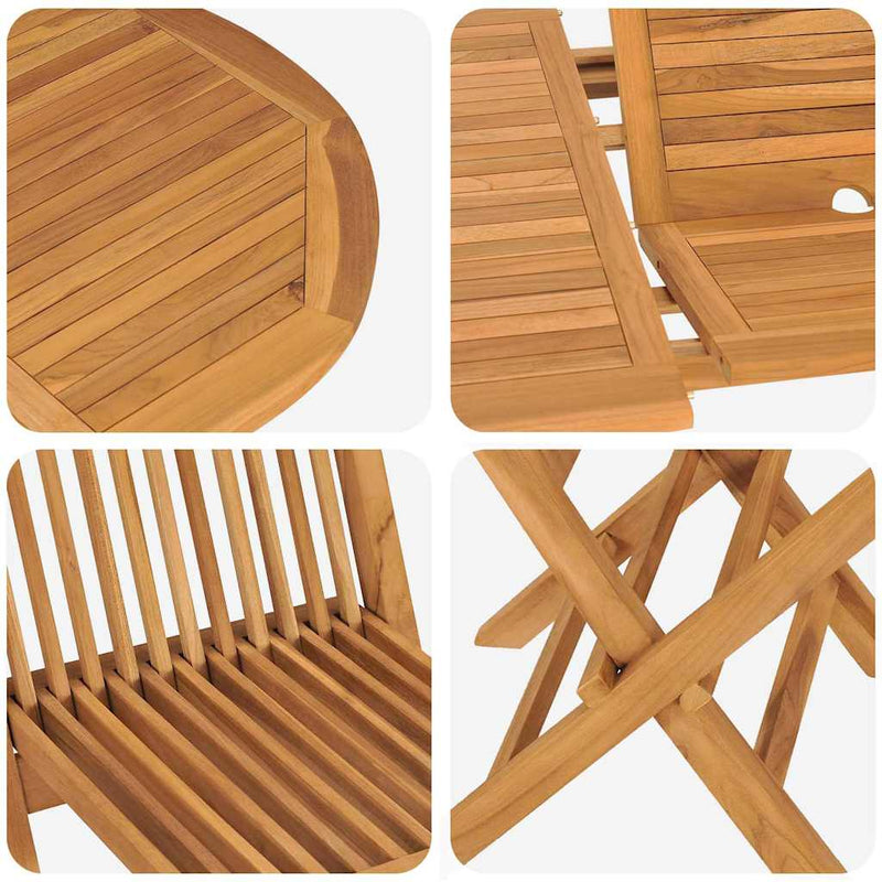 vidaXL Kert étkező szett 5 pcs Barna 160 x 80 x 75 cm Tömör tíkfa