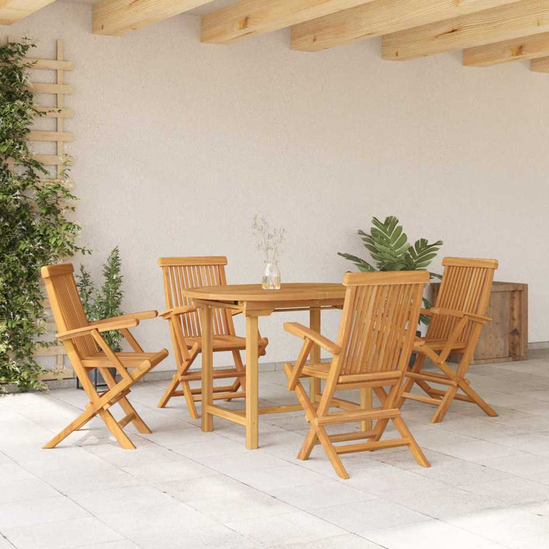 vidaXL Kert étkező szett 5 pcs Barna 160 x 80 x 75 cm Tömör tíkfa