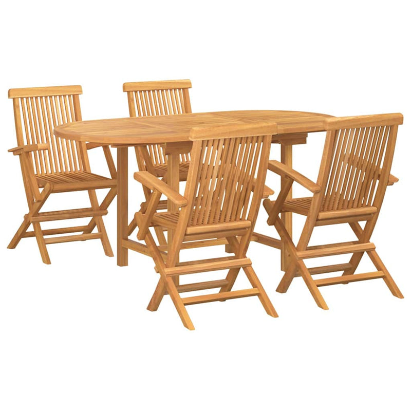 vidaXL Kert étkező szett 5 pcs Barna 160 x 80 x 75 cm Tömör tíkfa