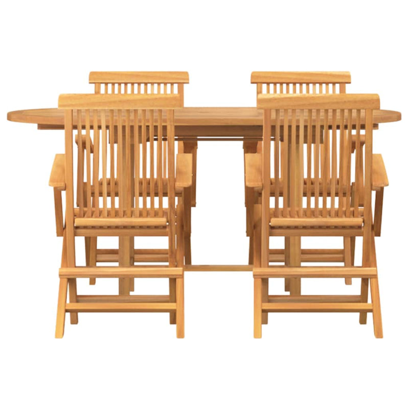 vidaXL Kert étkező szett 5 pcs Barna 160 x 80 x 75 cm Tömör tíkfa