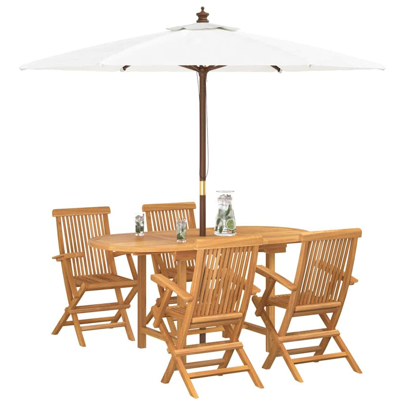vidaXL Kert étkező szett 5 pcs Barna 160 x 80 x 75 cm Tömör tíkfa