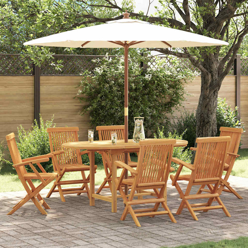 vidaXL Kert étkező szett 7 pcs Barna 160 x 80 x 75 cm Tömör tíkfa