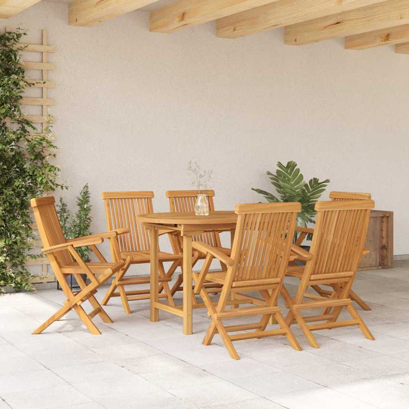 vidaXL Kert étkező szett 7 pcs Barna 160 x 80 x 75 cm Tömör tíkfa
