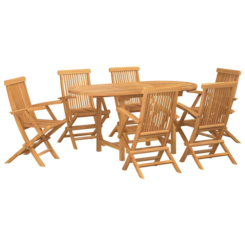 vidaXL Kert étkező szett 7 pcs Barna 160 x 80 x 75 cm Tömör tíkfa