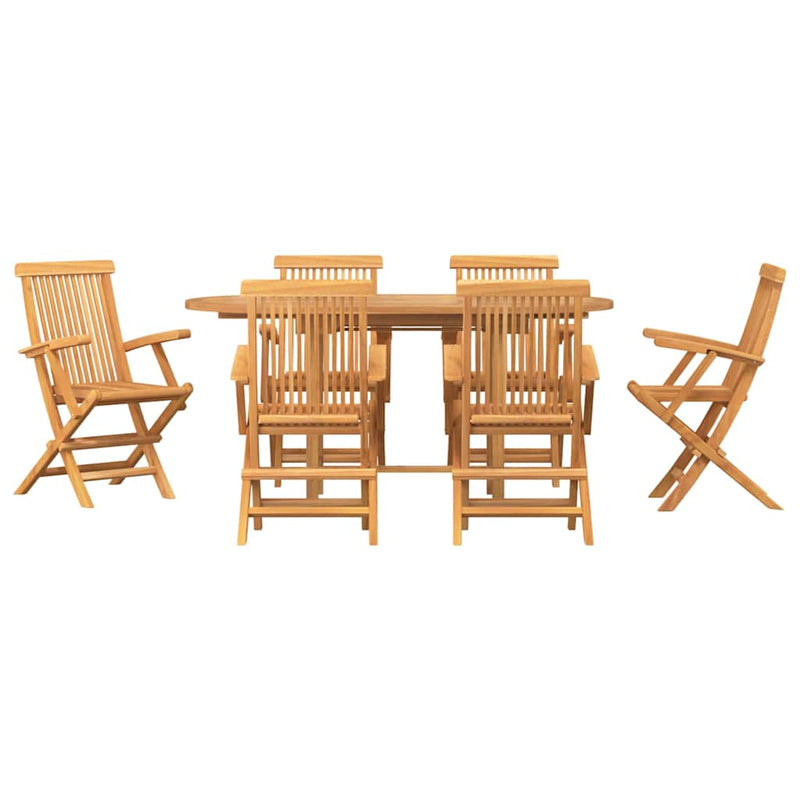 vidaXL Kert étkező szett 7 pcs Barna 160 x 80 x 75 cm Tömör tíkfa