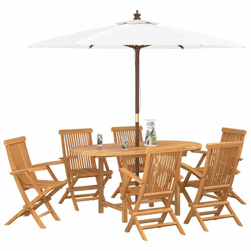 vidaXL Kert étkező szett 7 pcs Barna 160 x 80 x 75 cm Tömör tíkfa