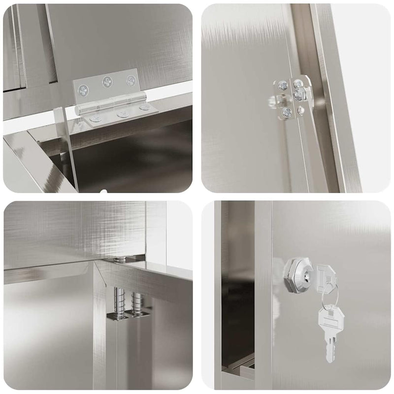 vidaXL Csomagzáró doboz Fekete 44.5 x 29 x 110.5 cm Rozsdamentes acél