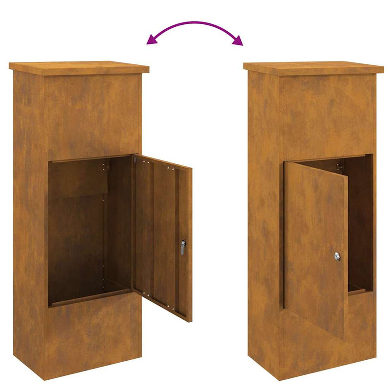 vidaXL Csomagzáró doboz Rozsdás 44.5 x 29 x 110.5 cm időjárásálló acél