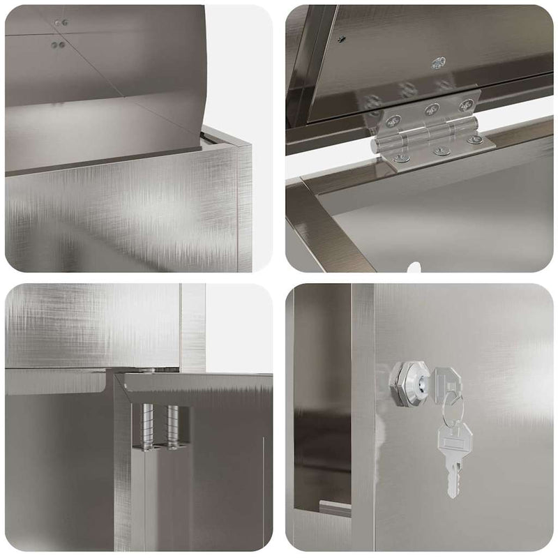 vidaXL Csomagzáró doboz Fekete 44 x 35 x 59 cm Rozsdamentes acél