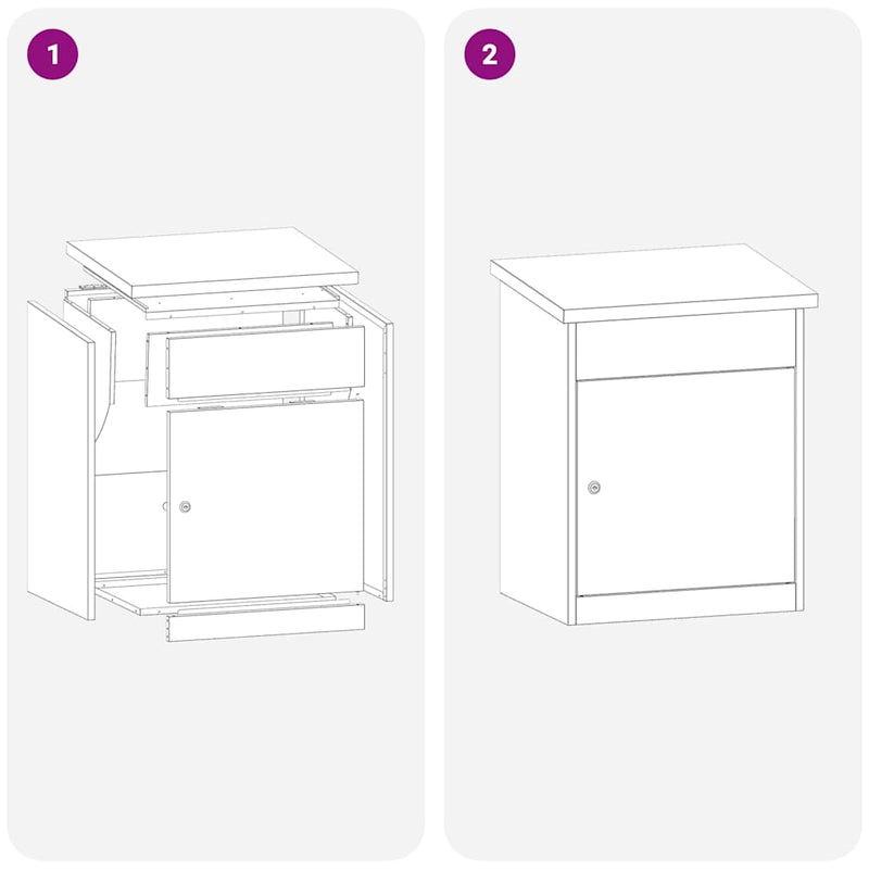 vidaXL Csomagzáró doboz Fekete 44 x 35 x 59 cm Rozsdamentes acél
