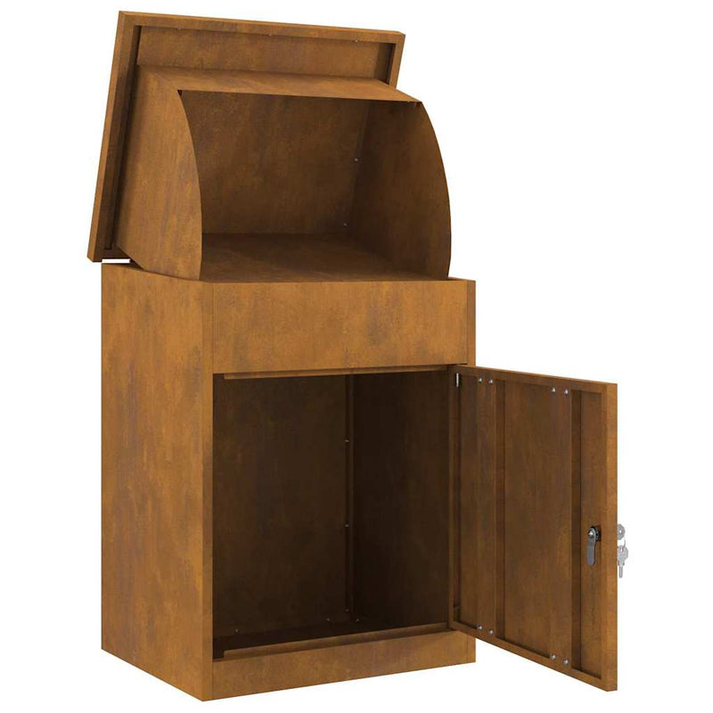 vidaXL Csomagzáró doboz Rozsdás 44 x 35 x 59 cm időjárásálló acél