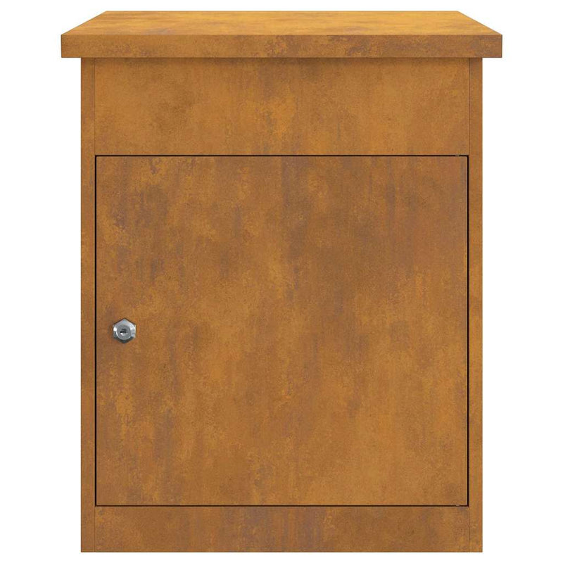 vidaXL Csomagzáró doboz Rozsdás 44 x 35 x 59 cm időjárásálló acél