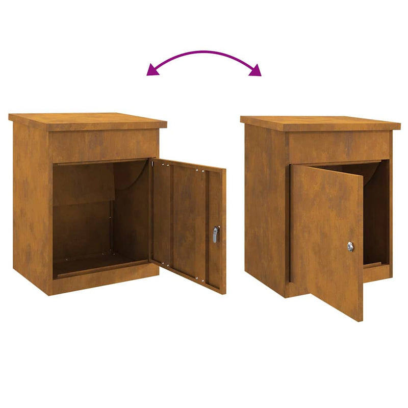 vidaXL Csomagzáró doboz Rozsdás 44 x 35 x 59 cm időjárásálló acél