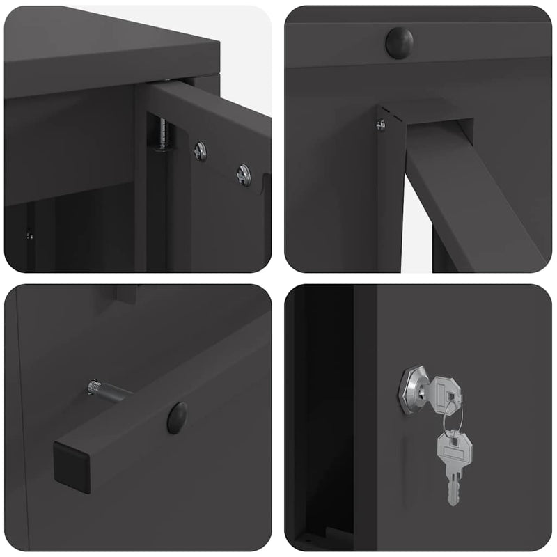 vidaXL postaláda Fekete 30 x 23 x 55 cm Acél