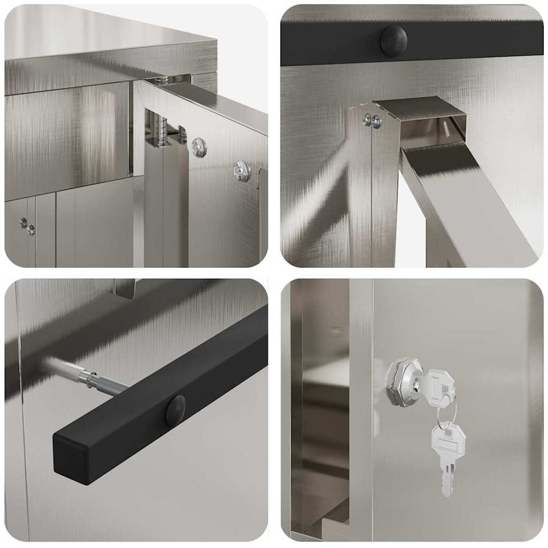 vidaXL postaláda Fekete 30 x 23 x 55 cm Rozsdamentes acél