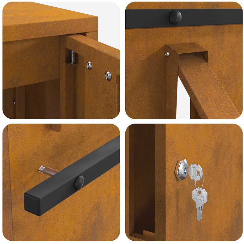 vidaXL postaláda Rozsdás 30 x 23 x 55 cm időjárásálló acél