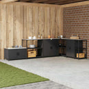 vidaXL Konyhai tárolópolc polcokkal tárolóval Fekete Acél