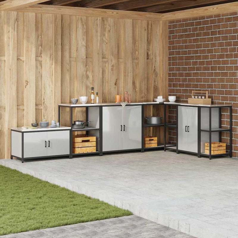 vidaXL Konyhai tárolópolc polcokkal tárolóval Ezüst Horganyzott acél