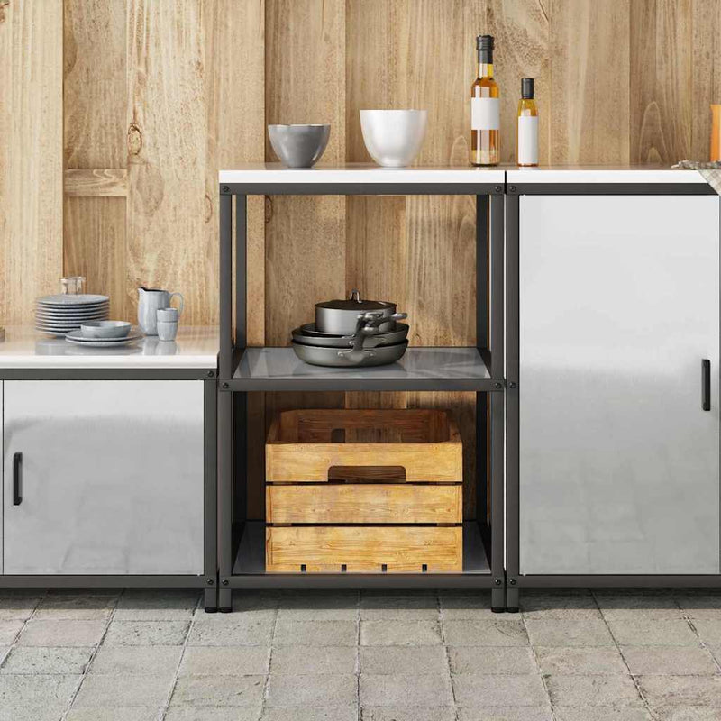 vidaXL Konyhai tárolópolc polcokkal tárolóval Ezüst Horganyzott acél