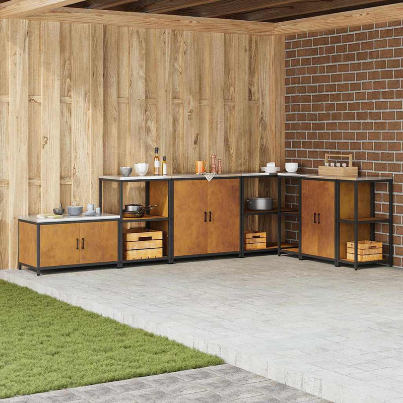 vidaXL Konyhai tárolópolc polcokkal tárolóval Rozsdás Viharvert acél