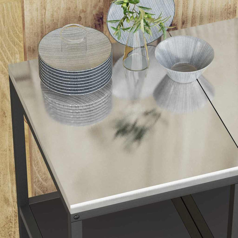 vidaXL Konyhai tárolópolc polcokkal tárolóval Fekete Acél