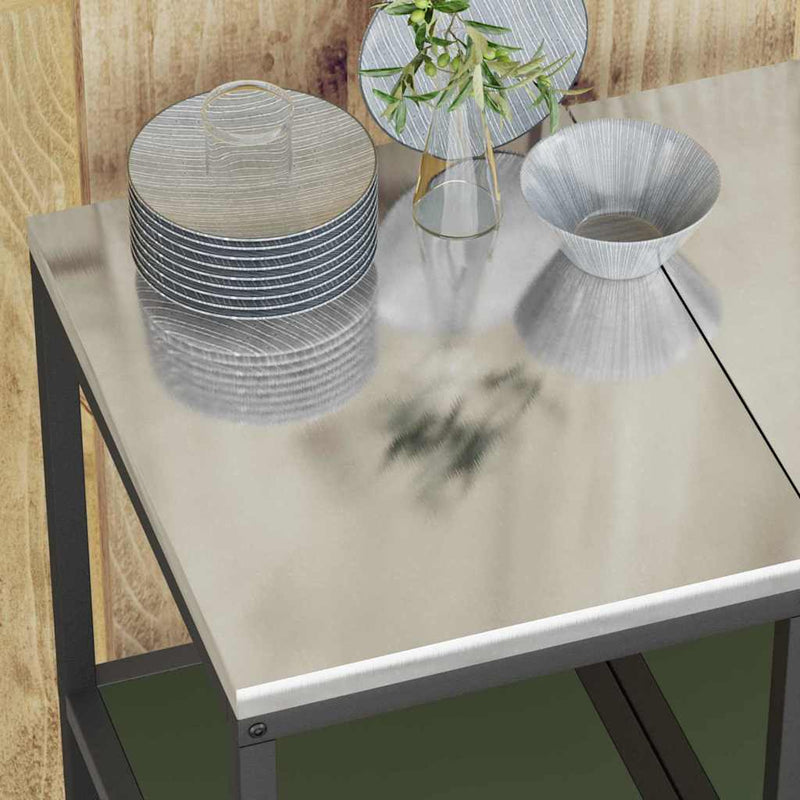 vidaXL Konyhai tárolópolc polcokkal tárolóval Olívazöld Acél