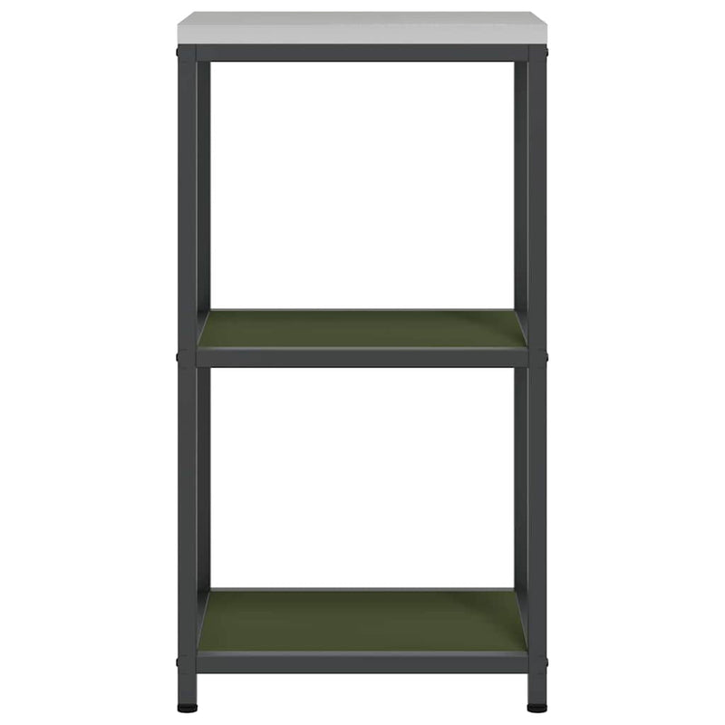 vidaXL Konyhai tárolópolc polcokkal tárolóval Olívazöld Acél