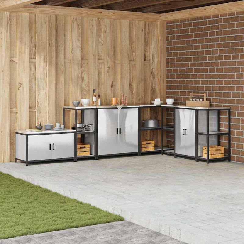 vidaXL Konyhai tárolópolc polcokkal tárolóval Ezüst Rozsdamentes acél