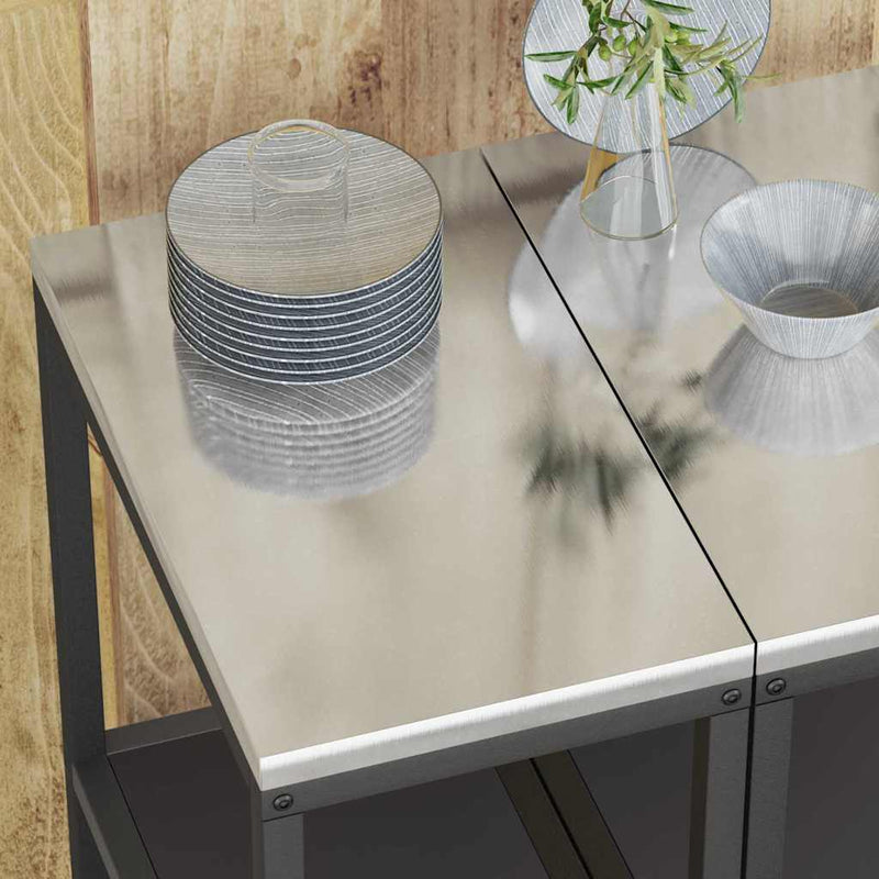 vidaXL Konyhai tárolópolc polcokkal tárolóval Fekete Acél