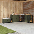 vidaXL Konyhai tárolópolc polcokkal tárolóval Olívazöld Acél