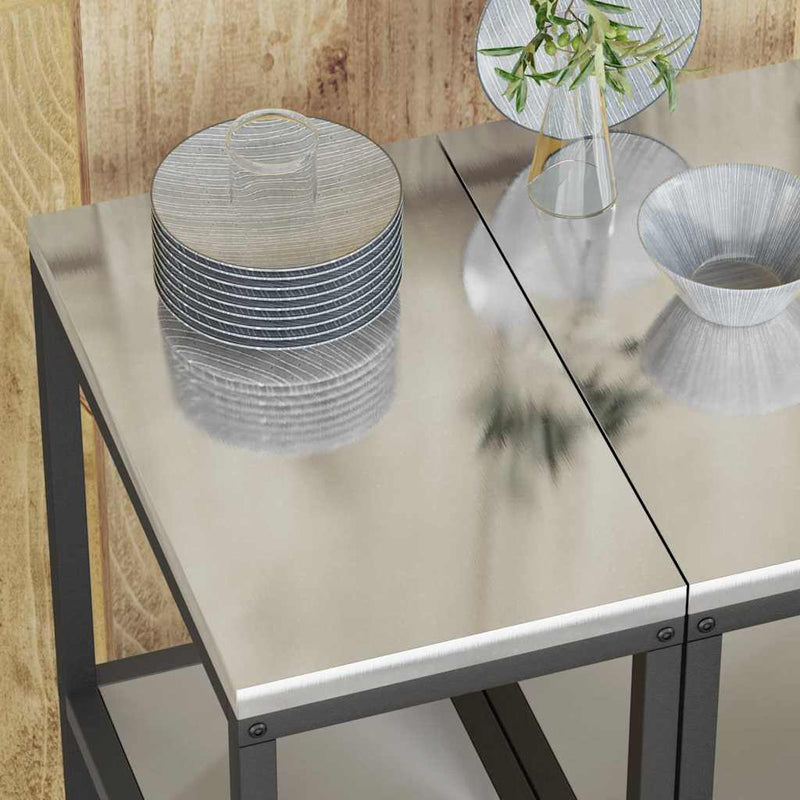 vidaXL Konyhai tárolópolc polcokkal tárolóval Ezüst Rozsdamentes acél