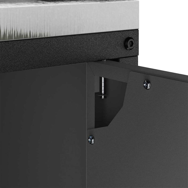 vidaXL Konyhai tárolószekrény polcokkal tárolóval ajtóval Fekete Acél