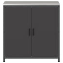 vidaXL Konyhai tárolószekrény polcokkal tárolóval ajtóval Fekete Acél