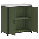vidaXL Konyhai tárolószekrény polcokkal tárolóval Olívazöld Acél