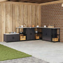 vidaXL Konyhai tárolószekrény polcokkal tárolóval ajtóval Fekete Acél