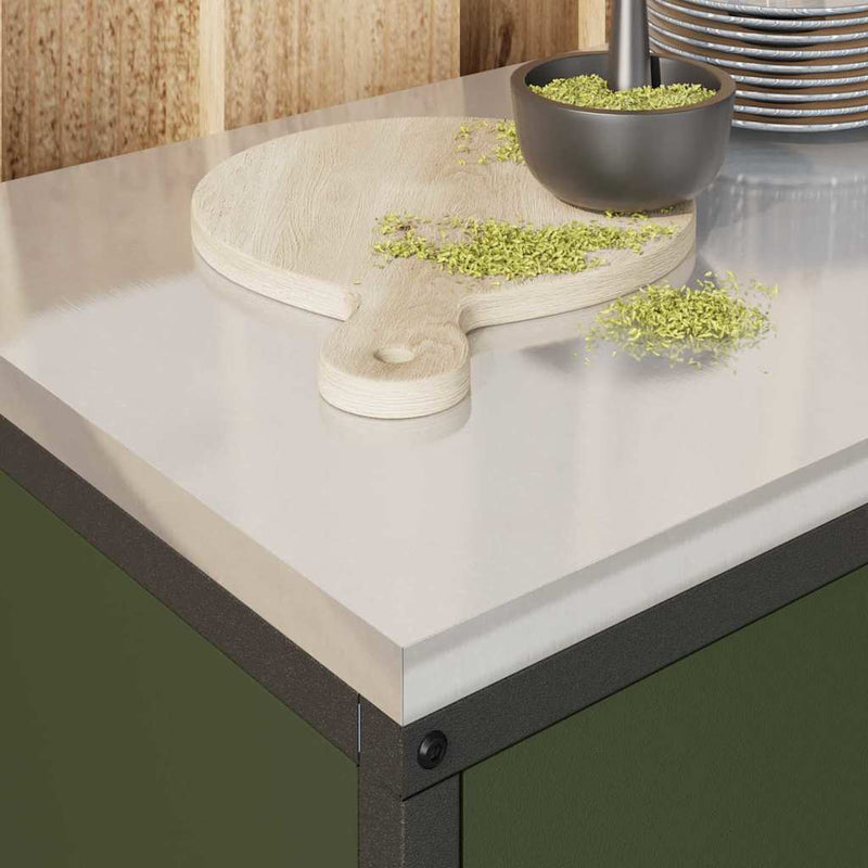 vidaXL Konyhai tárolószekrény polcokkal tárolóval Olívazöld Acél