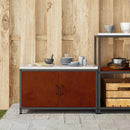 vidaXL Konyhai Tárolás polcokkal ajtóval Rozsdás 90 x 50 x 53 cm Acél