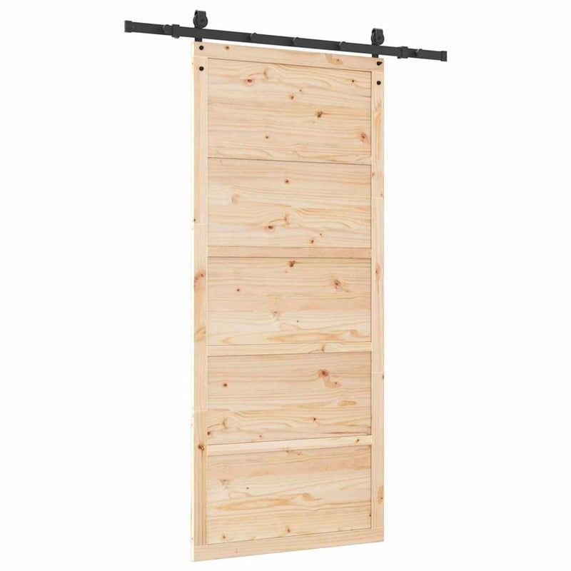vidaXL Csúszó ajtó Barna 80 x 208 cm Tömör fenyőfa