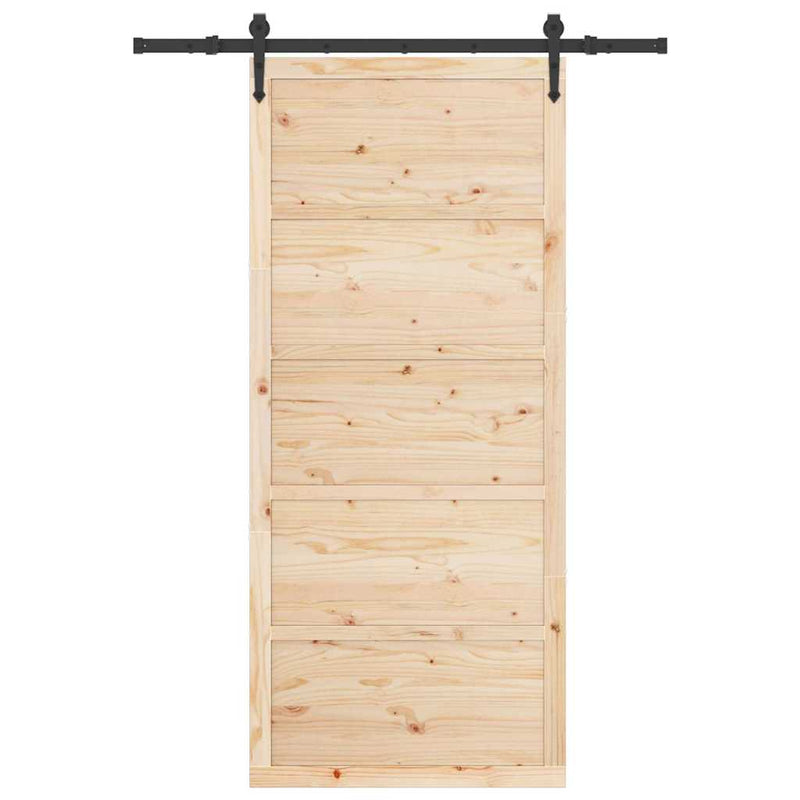 vidaXL Csúszó ajtó Barna 80 x 208 cm Tömör fenyőfa