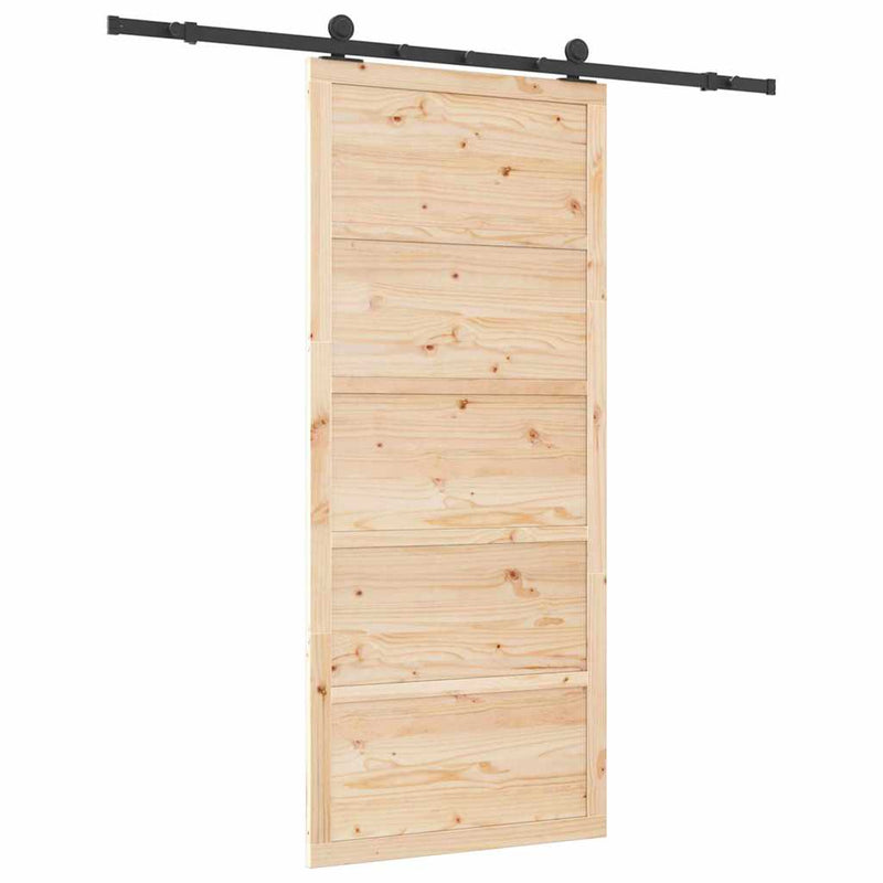 vidaXL Csúszó ajtó Barna 80 x 208 cm Tömör fenyőfa