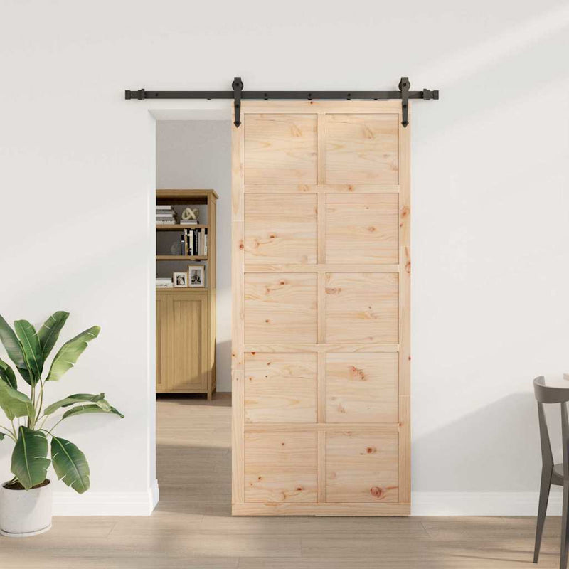 vidaXL Csúszó ajtó Barna 80 x 208 cm Tömör fenyőfa