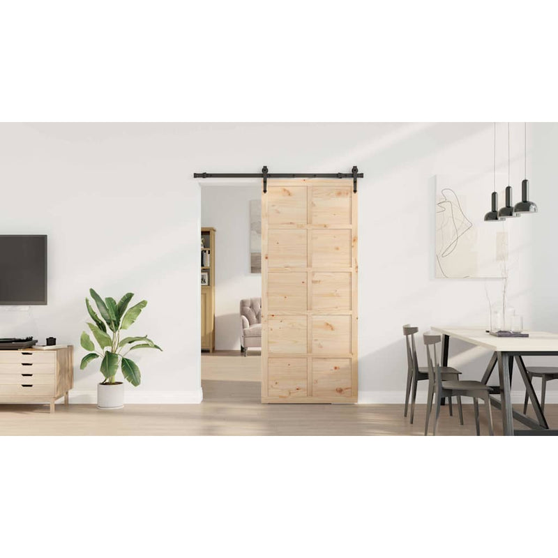 vidaXL Csúszó ajtó Barna 80 x 208 cm Tömör fenyőfa