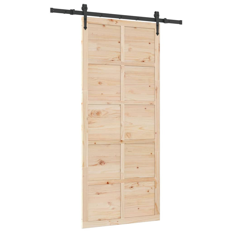 vidaXL Csúszó ajtó Barna 80 x 208 cm Tömör fenyőfa