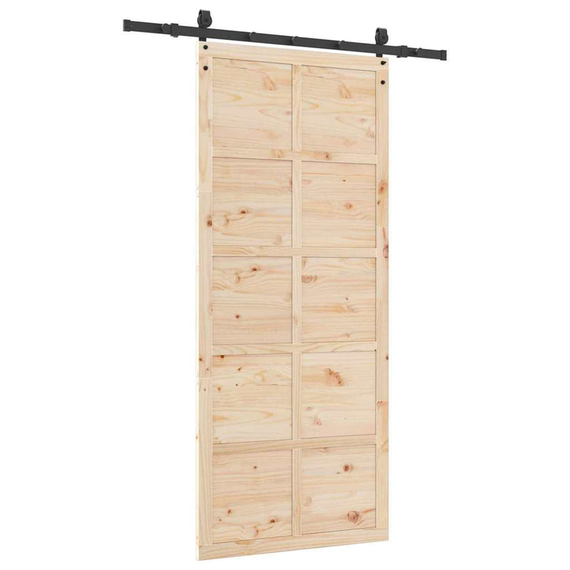 vidaXL Csúszó ajtó Barna 80 x 208 cm Tömör fenyőfa