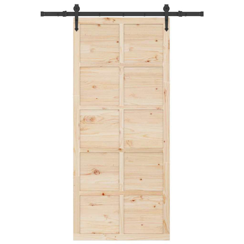 vidaXL Csúszó ajtó Barna 80 x 208 cm Tömör fenyőfa