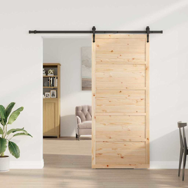vidaXL Csúszó ajtó Barna 100 x 208 cm Tömör fenyőfa