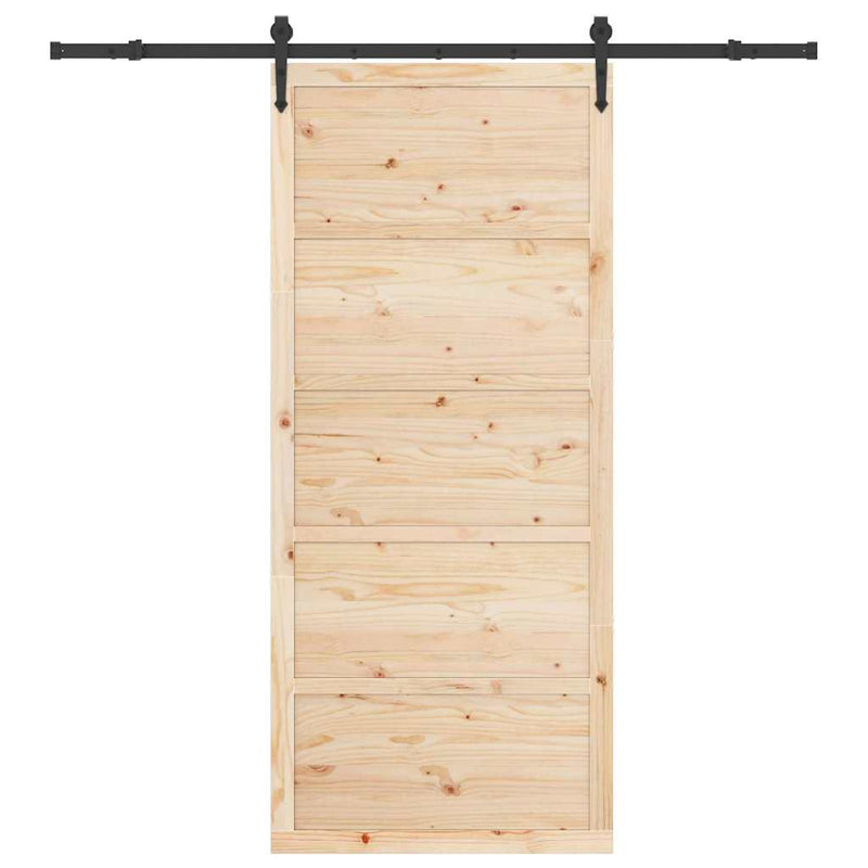 vidaXL Csúszó ajtó Barna 100 x 208 cm Tömör fenyőfa