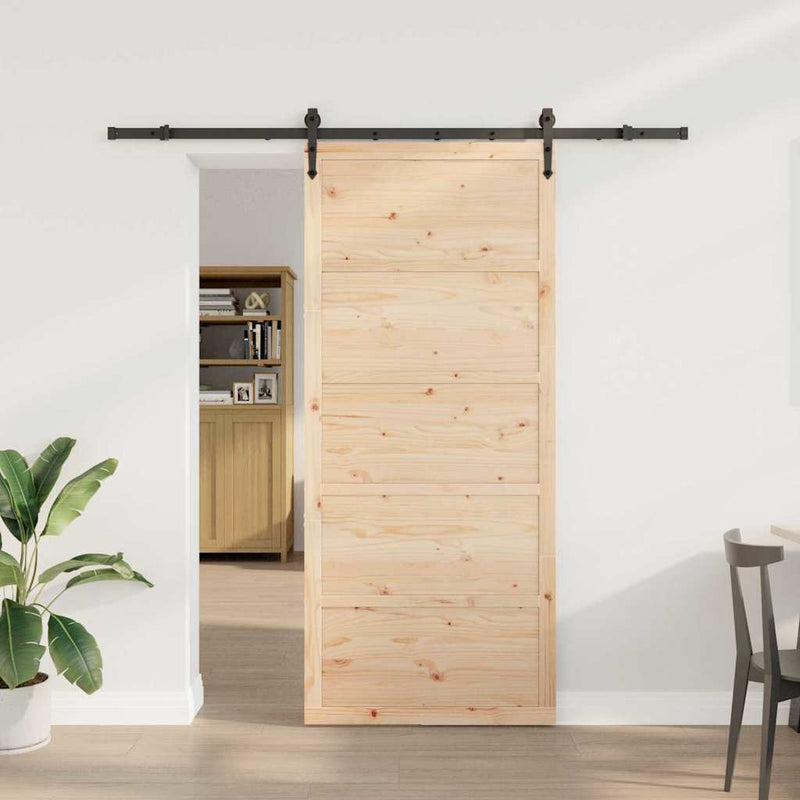 vidaXL Csúszó ajtó Barna 90 x 208 cm Tömör fenyőfa